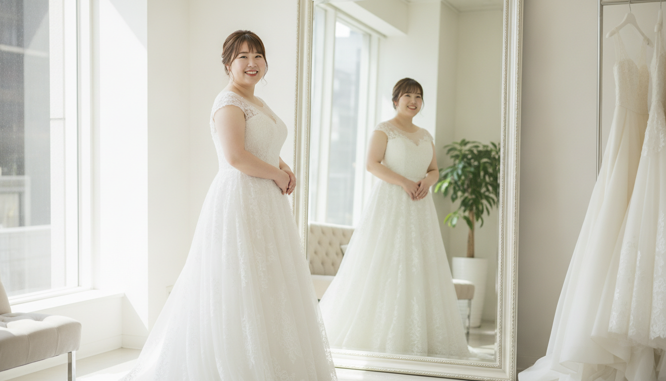 ぽっちゃり花嫁様 美しく見える ウェディングドレス カラードレス 選ぶコツ - 1